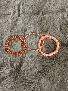 3pc Orange, Yellow, Pink Beaded Bracelet Set - Summer